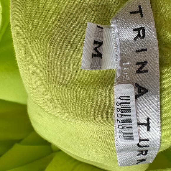 Trina Turk Chartreuse Peplum Top MEDIUM Gathered Grecian Vacation Designer $228 - Picture 8 of 9